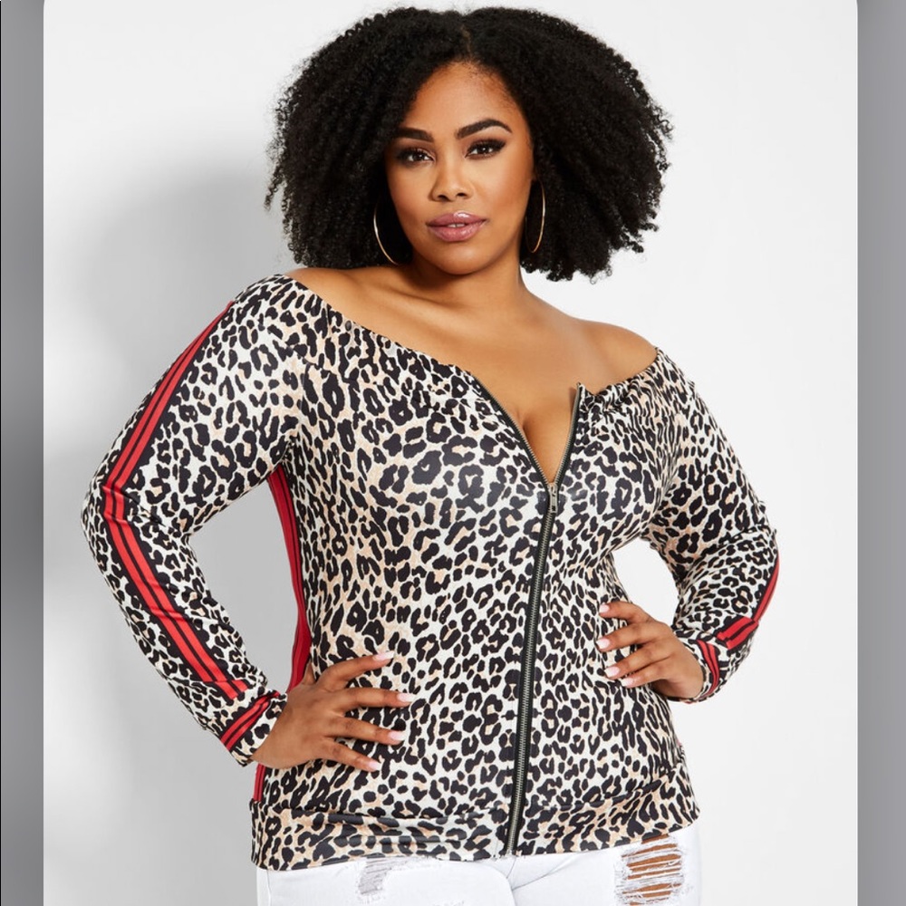 Plus size off the shoulder zipper bomber jacket